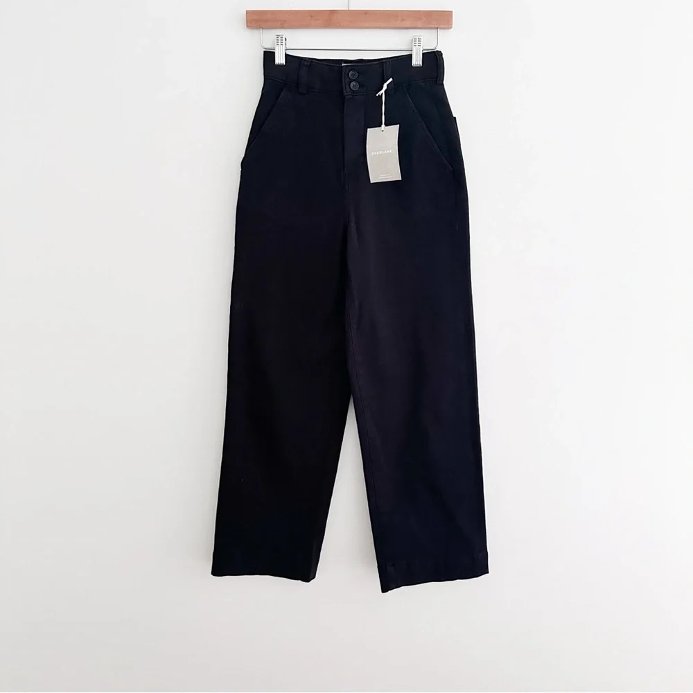 NWT Everlane The Organic Wide Leg Pant in Black Size 00 - Picture 8 of 8